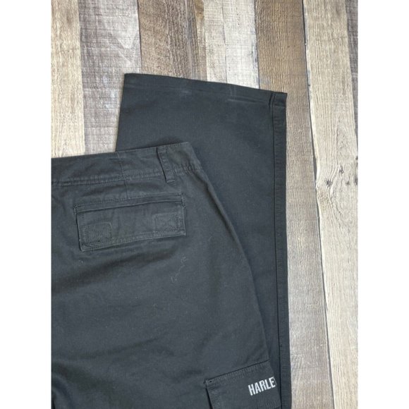 Harley Davidson Men 36 x 34 Work Pants Cargo Rugged Black Biker Motorcycle Logo - Picture 2 of 7